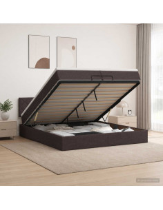 Letto Ottomano con Materasso e LED Marrone Scuro 200 x 200 cm