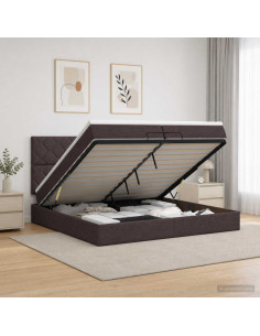 Letto Ottomano con Materasso e LED Marrone Scuro 200 x 200 cm
