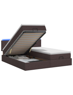 Letto Ottomano con Materasso e LED Marrone Scuro 200 x 200 cm 2