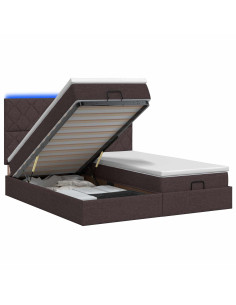 Letto Ottomano con Materasso e LED Marrone Scuro 200 x 200 cm 2