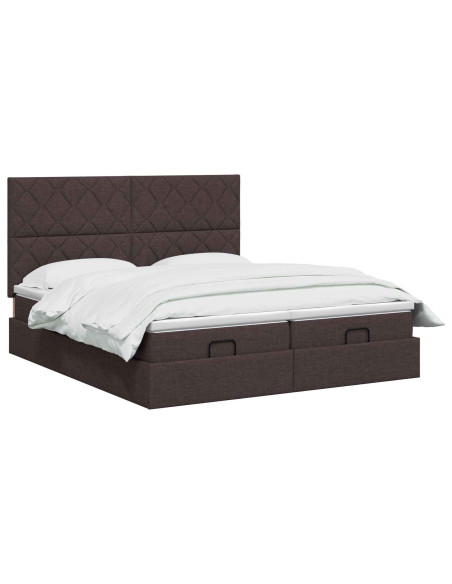 Letto Ottomano con Materasso e LED Marrone Scuro 200 x 200 cm
