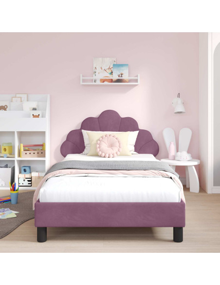 Struttura letto bambini con testata Viola 90 x 200 cm Velluto