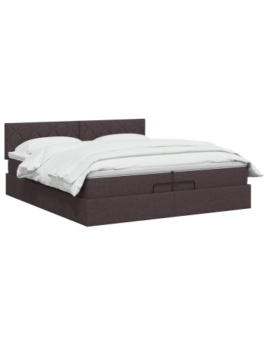 Letto ottomano con materasso Marrone Scuro 200 x 200 cm Tessuto