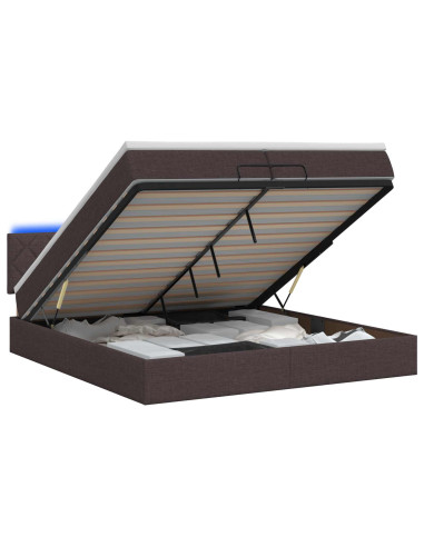 Letto Ottomano con Materasso e LED Marrone Scuro 200 x 200 cm