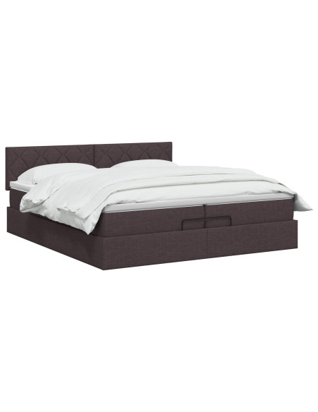 Letto Ottomano con Materasso e LED Marrone Scuro 200 x 200 cm