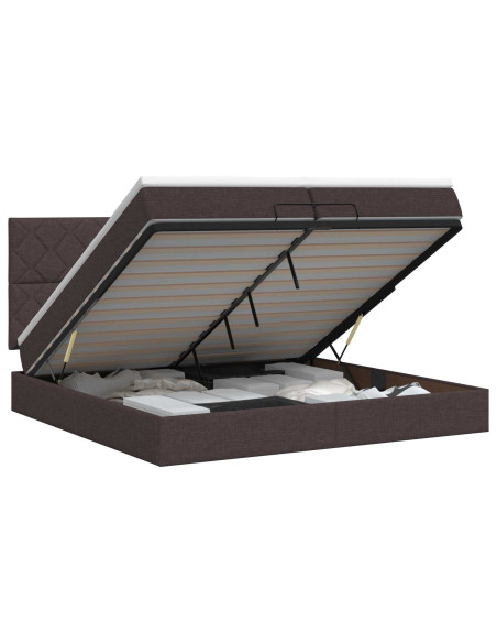 Letto ottomano con materasso Marrone Scuro 200 x 200 cm Tessuto