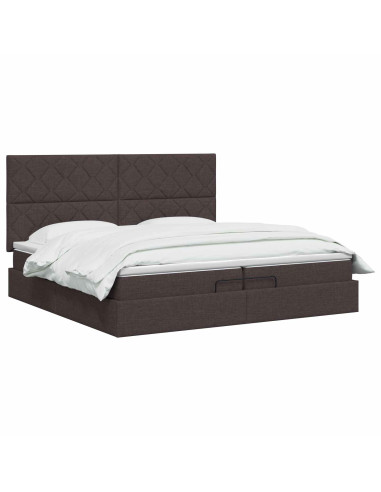 Letto ottomano con materasso Marrone Scuro 200 x 200 cm Tessuto