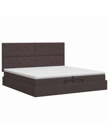 Letto ottomano con materasso Marrone Scuro 200 x 200 cm Tessuto