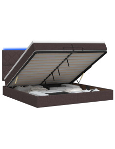 Letto Ottomano con Materasso e LED Marrone Scuro 200 x 200 cm 2