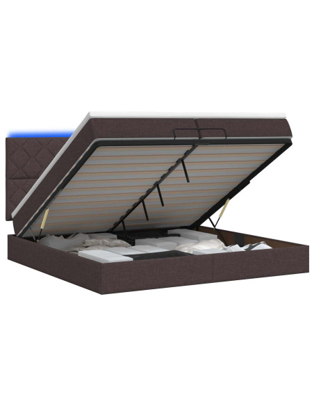 Letto Ottomano con Materasso e LED Marrone Scuro 200 x 200 cm