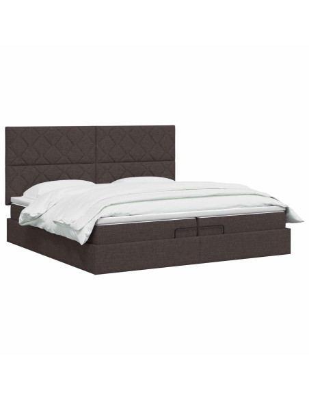 Letto Ottomano con Materasso e LED Marrone Scuro 200 x 200 cm