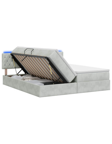 Letto con contenitore LED e materasso Grigio Chiaro