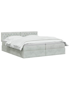 Letto con contenitore LED e materasso Grigio Chiaro 2