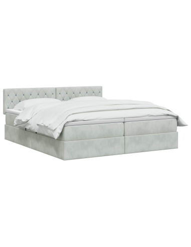 Letto con contenitore LED e materasso Grigio Chiaro