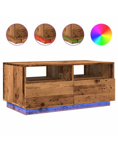 Tavolino da Salotto con Luci LED Legno Antico 90x49x40 cm 2