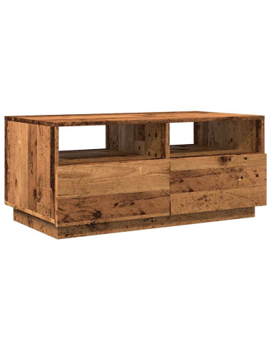 Tavolino da Salotto con Luci LED Legno Antico 90x49x40 cm