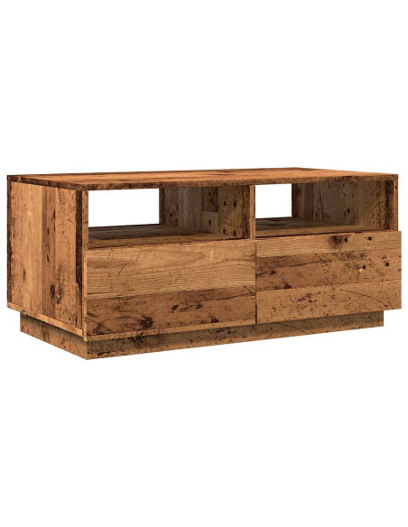 Tavolino da Salotto con Luci LED Legno Antico 90x49x40 cm