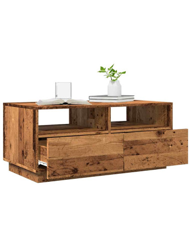 Tavolino da Salotto con Luci LED Legno Antico 90x49x40 cm