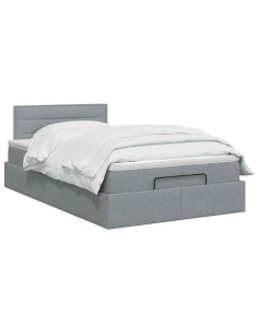 Letto ottomano con materasso Grigio Chiaro 120 x 200 cm Tessuto 2