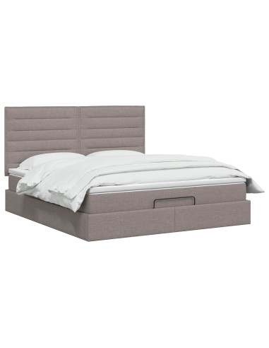 Letto ottomano con materasso Tortora 140 x 190 cm Tessuto