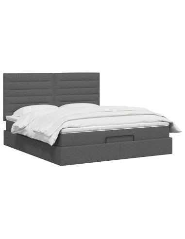 Letto ottomano con materasso Grigio Scuro 140 x 200 cm Tessuto