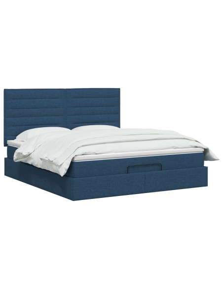 Letto ottomano con materasso Blu 140 x 200 cm Tessuto