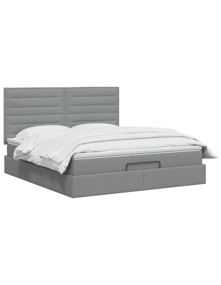 Letto ottomano con materasso Grigio Chiaro 160 x 200 cm Tessuto