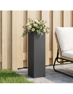 Vaso da giardino Nero 20 x 20 x 75 cm Acciaio laminato a freddo