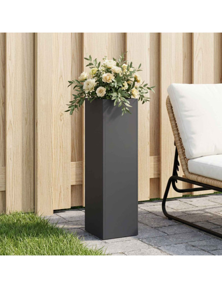 Vaso da giardino Nero 20 x 20 x 75 cm Acciaio laminato a freddo