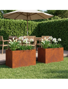 Vaso da giardino 2 pz Ruggine 60 x 40 x 40 cm Acciaio Corten