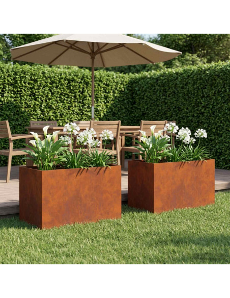 Vaso da giardino 2 pz Ruggine 60 x 40 x 40 cm Acciaio Corten