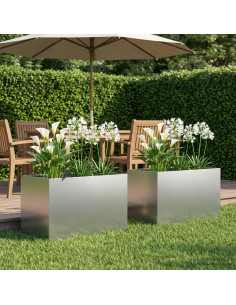 Vaso da giardino 2 pz Argento 50 x 40 x 40 cm Acciaio zincato