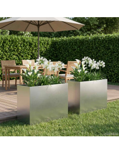 Vaso da giardino 2 pz Argento 60 x 30 x 40 cm Acciaio Inox