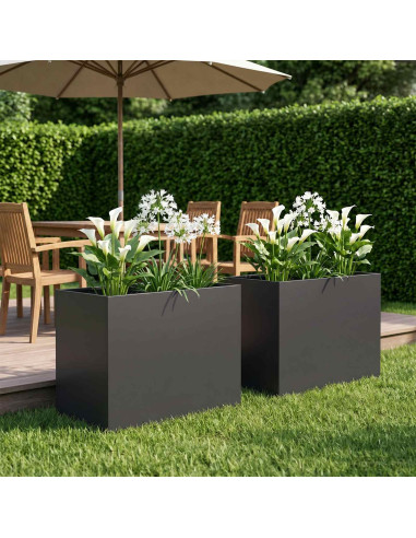 Vaso da giardino 2 pz Nero 50 x 40 x 50 cm