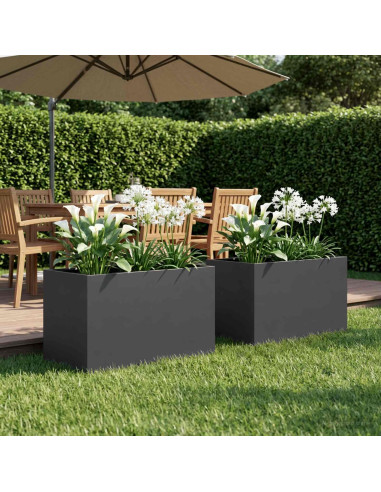 Vaso da giardino 2 pz Nero 50 x 40 x 40 cm