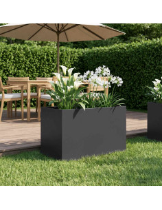 Vaso da giardino Nero 50 x 40 x 40 cm Acciaio laminato a freddo