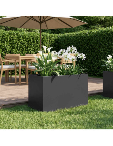 Vaso da giardino Nero 50 x 40 x 40 cm Acciaio laminato a freddo
