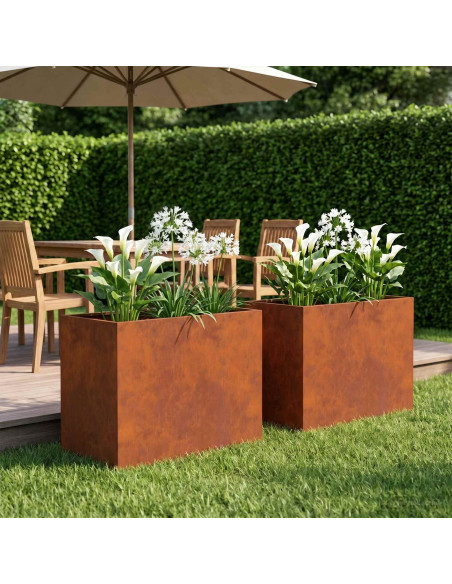 Vaso da giardino 2 pz Ruggine 50 x 40 x 50 cm Acciaio Corten