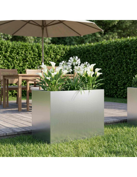 Vaso da giardino Argento 60 x 40 x 50 cm Acciaio zincato