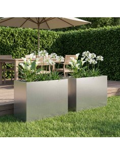 Vaso da giardino 2 pz Argento 60 x 30 x 40 cm Acciaio zincato
