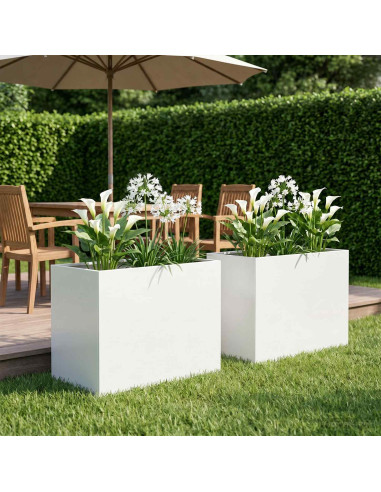 Vaso da giardino 2 pz Bianco 50 x 40 x 50 cm
