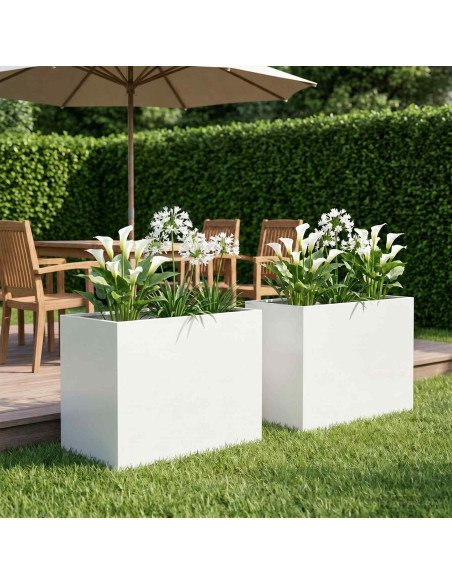 Vaso da giardino 2 pz Bianco 50 x 40 x 50 cm
