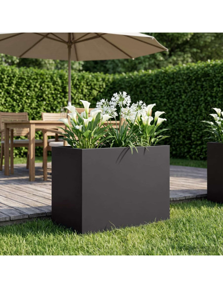 Vaso da giardino Nero 50 x 40 x 50 cm Acciaio laminato a freddo