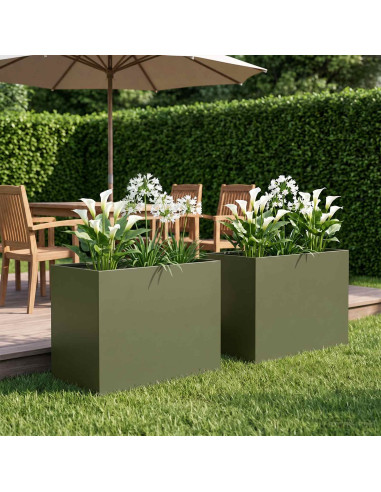 Vaso da giardino 2 pz Verde Oliva 50 x 40 x 50 cm