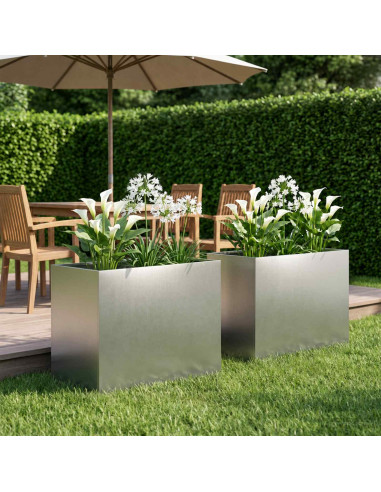 Vaso da giardino 2 pz Argento 50 x 40 x 50 cm Acciaio Inox