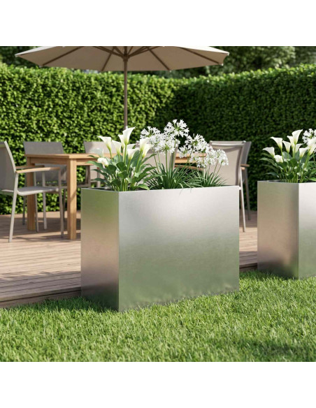 Vaso da giardino Argento 60 x 30 x 40 cm Acciaio Inox
