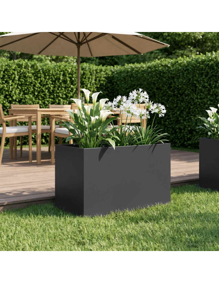 Vaso da giardino Nero 60 x 40 x 40 cm Acciaio laminato a freddo
