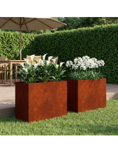 Vaso da giardino 2 pz Ruggine 60 x 30 x 40 cm Acciaio Corten