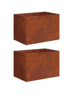 Vaso da giardino 2 pz Ruggine 60 x 40 x 40 cm Acciaio Corten 2