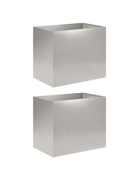 Vaso da giardino 2 pz Argento 60 x 40 x 50 cm Acciaio Inox